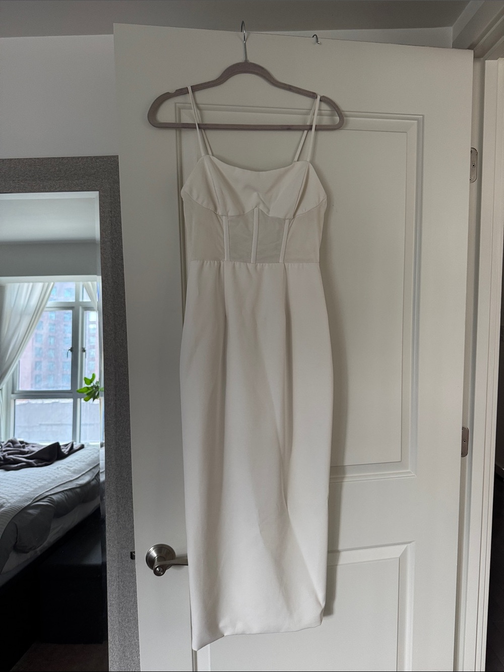 Bardot Cream Spaghetti-Strap Midi Dress